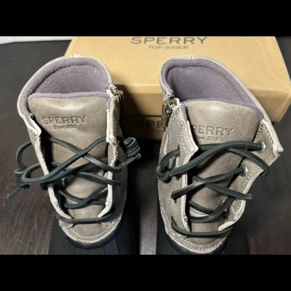 Sperry Saltwater Duck Boots/Rain Boots Leather/Rubber Black/Grey Womans Size 7M